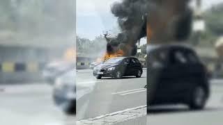 Autoturism BMW mistuit de flăcări la stația de Taxare de la Fetești