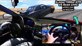 illegal 7200hp R34 GTR VS Ricer CIVIC On High HP Drag SERVER w/VoiceChat!!