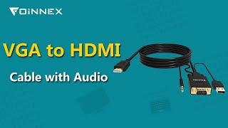 FOINNEX VGA to HDMI Adapter Cable 6FT with Audio, How to Connect Old VGA PC to New HDMI TV/Monitor