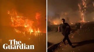 Moment California residents run from home as wildfires spread