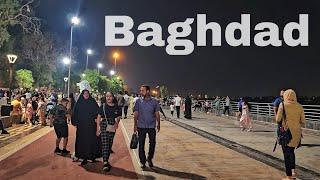 Baghdad, night walk in Abu Nawas Street | Iraq 2023