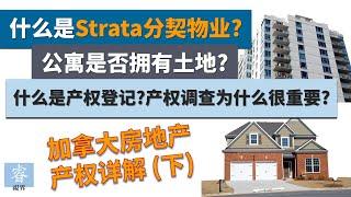 加拿大房地产产权详解（下）什么是Strata分契物业？买公寓是否拥有土地权益？什么是产权登记？产权调查为什么很重要？