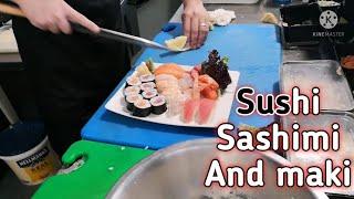 SUSHI SASHIMI AND MAKI PLATTERS PLATING