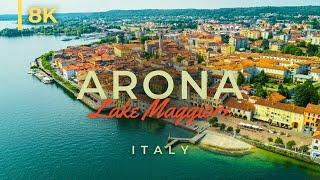 Arona, Lake Maggiore | Tour of Spectacular Arona in 8K | Italy