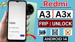 Redmi A3/A3x Google Account Unlock FRP Bypass - ANDROID 14 New Method 2024 (Without PC)