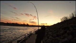 Catfishing at high water dam from the bank!!!