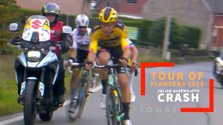 TOUR OF FLANDERS 2020 - JULIEN ALAPHIPPE CRASH WITH MOTO