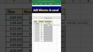 How to add minutes in excel