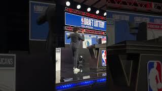 Dylan Harper announcing picks at the 2025 NBA Draft lottery 