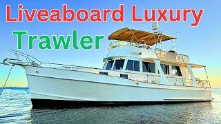 Best Liveaboard Trawler Galley Relocated! 46' Europa Grand Banks $369k | Harbor Pilot Yacht Tours