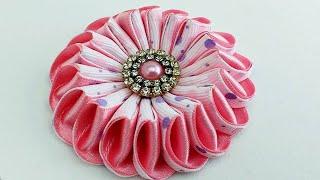 DIY RIBBON FLOWER / GROSGRAIN FLOWERS TUTORIAL / KANZASHI FLOWER