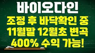 [바이오다인 주가전망] 2달간 주가조정 패턴 11월말 12월초 변곡 매출증가 비율대로라면 8만원 400% 수익 가능하다 맥점 소통방에서 확인