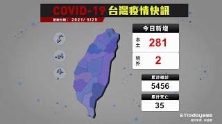 COVID-19 新冠病毒台灣疫情 今日新增本土281例｜2021/5/25確診案例縣市分布圖