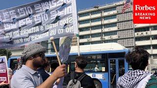 Protesters Rally Against Trump's Strikes On Iran Outside U.S. Embassy In Seoul, South Korea