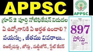 APPSC Group 2 Notification full Details in Telugu | APPSC Group 2 Qualification , Age , Syllabus