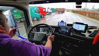 Truck driving POV - Volvo FH 500 I-save - rainy day 