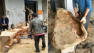 Wood Carving Amazing   Make A Table From A Tree Stump Woodworking Art!