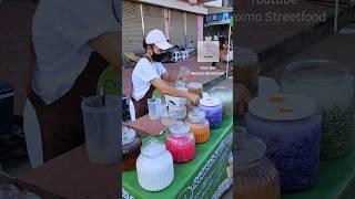 Lady, delicious colorful dessert menu in Thailand #streetfoood #Shorts