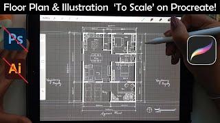 *Easy Tutorial* How to create a floor plan and illustrate to scale using Procreate?#art #tutorial