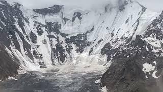 Mazeno Glacier Creek flowing into Toshine Glacier in front of Mazeno Base Camp