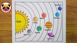 Solar System Drawing / How to Draw Solar System / Solar System Planets Drawing / Solar System