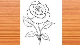 ROSE Drawing Easy | How to Draw a Rose step by step how to draw a rose for beginners