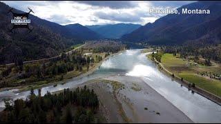 Drone footage above Paradise, Montana