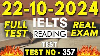 IELTS Reading Test 2024 with Answers | 22.10.2024 | Test No - 357