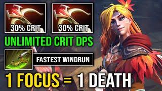 1 FOCUS FIRE = 1 DELETE Unlimited Raining Crit Arrow with Double Daedalus Carry Windranger Dota 2