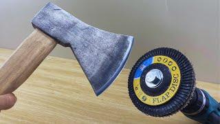 Easy Way To Sharpen Your Ax Like A Razor Sharp ! Amazing Idea