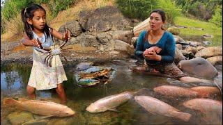 Catch many red fish by river survival food- Grilled red fish for dinner cook and eat +3food tasty