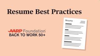 AARP Foundation: BACK TO WORK 50+ - Résumé Best Practices