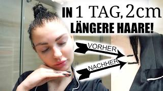 2CM LÄNGERE HAARE ÜBER NACHT | VORHER + NACHHER BILDER | Es funktioniert!