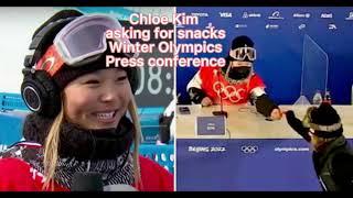 Chloe Kim, Winter Olympics Press Conference | 2022 Cute and asking for snacks Funny!!!!!!