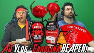 AJ Vlog: Paqui One Chip Challenge Carolina Reaper + Mountain Dew Chips!