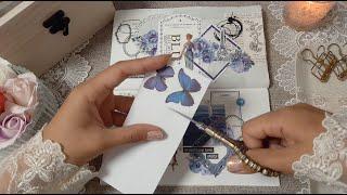 scrapbooking ASMR | Aesthetic Journaling | Blue theme |  journal idea