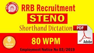 #5 | 80 WPM | RRB STENO | Railway Budget | Shorthand Dictation