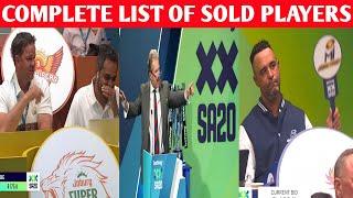 sa20 Auction 2025 | Complete List of Sold players | SA20 2025 Auction | sold players list