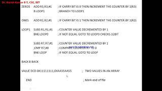 Lab Program 8: ARM ALP  Program to Count Zeros and Ones in Two Consecutive  Memory Locations