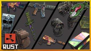 Rust Skins | Bamboo Cage, Black Alligator Roadsign, CocoKnight Backpack, All or Nothing Large Box