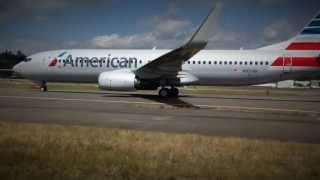 New American Airlines Boeing 737 at King County International Airport (BFI)