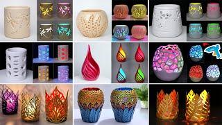 Table lamp Flower Vase making || Lighting lamp corner Flower vase || Cement flower vase making