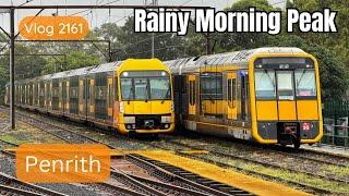 Sydney Trains Vlog 2161: Penrith During a Rainy Morning Peak