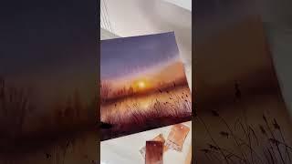 Painting a Landscape with Watercolor  #watercolorartistry #landscapepainting #watercolor