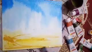 Landscape with Acrylic paint Demonstration by Diwaker Arya, Freelance Artist Bareilly UP.