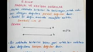 5.sınıf matematik Geometri Paralel ve Kesişen Doğrular