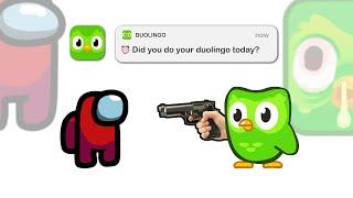 Mini Crewmate Kills Duolingo Characters | Among Us