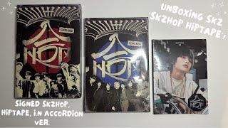 stray kids signed 'skzhop' unboxing!  (skzhop, hiptape, and i.n accordion version) 