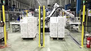 Робот для паллетирования коробок с 2 линий| Case Box Carton Palletizing| ABB robot IRB 6700-175/3.05