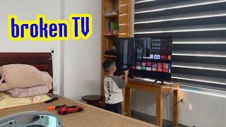 Angry son smashed TV. Dad fixed broken TV  | broken TV.| How to fix a broken tv screen.